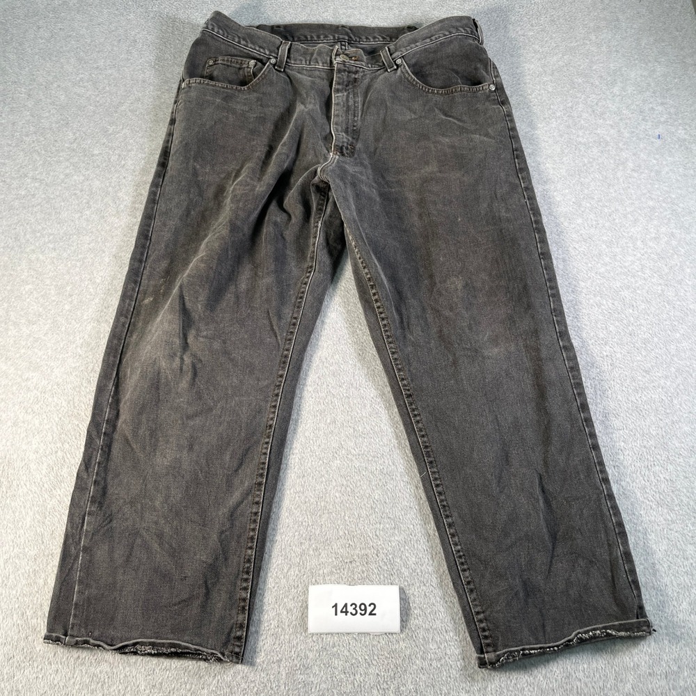 VTG Lee Riveted Straight Leg Jeans Mens 37x26 Gray Denim 5 Pockets Streetwear